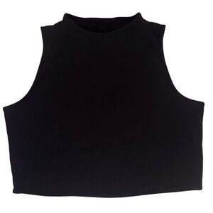 SPANX Ribbed Cropped Sleeveless Top Black High Neck XL